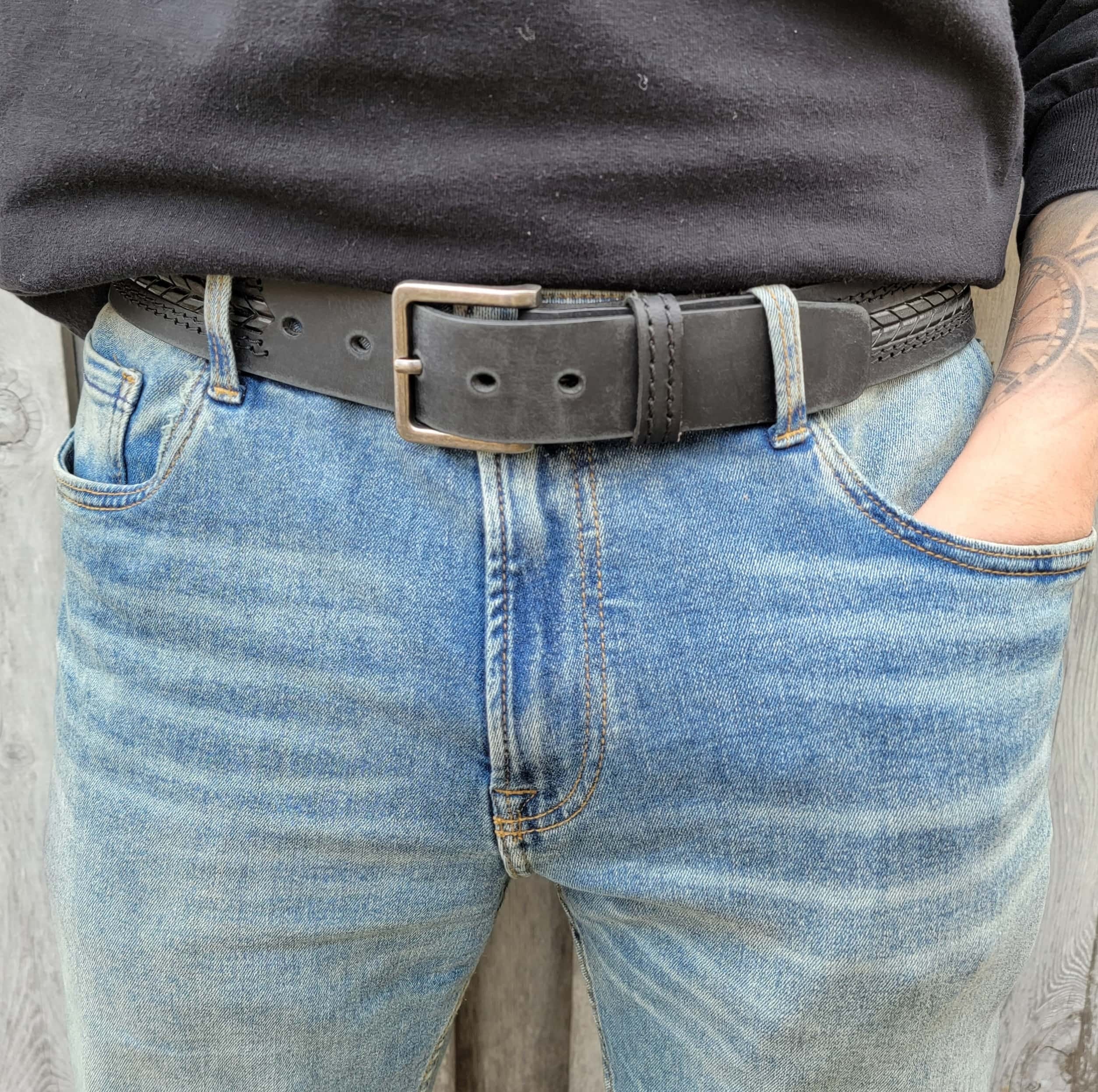 Mens Leather Belt, Handmade Full Grain Leather Belt, Patterned Leather Belt, Gift For Him, Gift For Dad, Gift For Boyfriend
