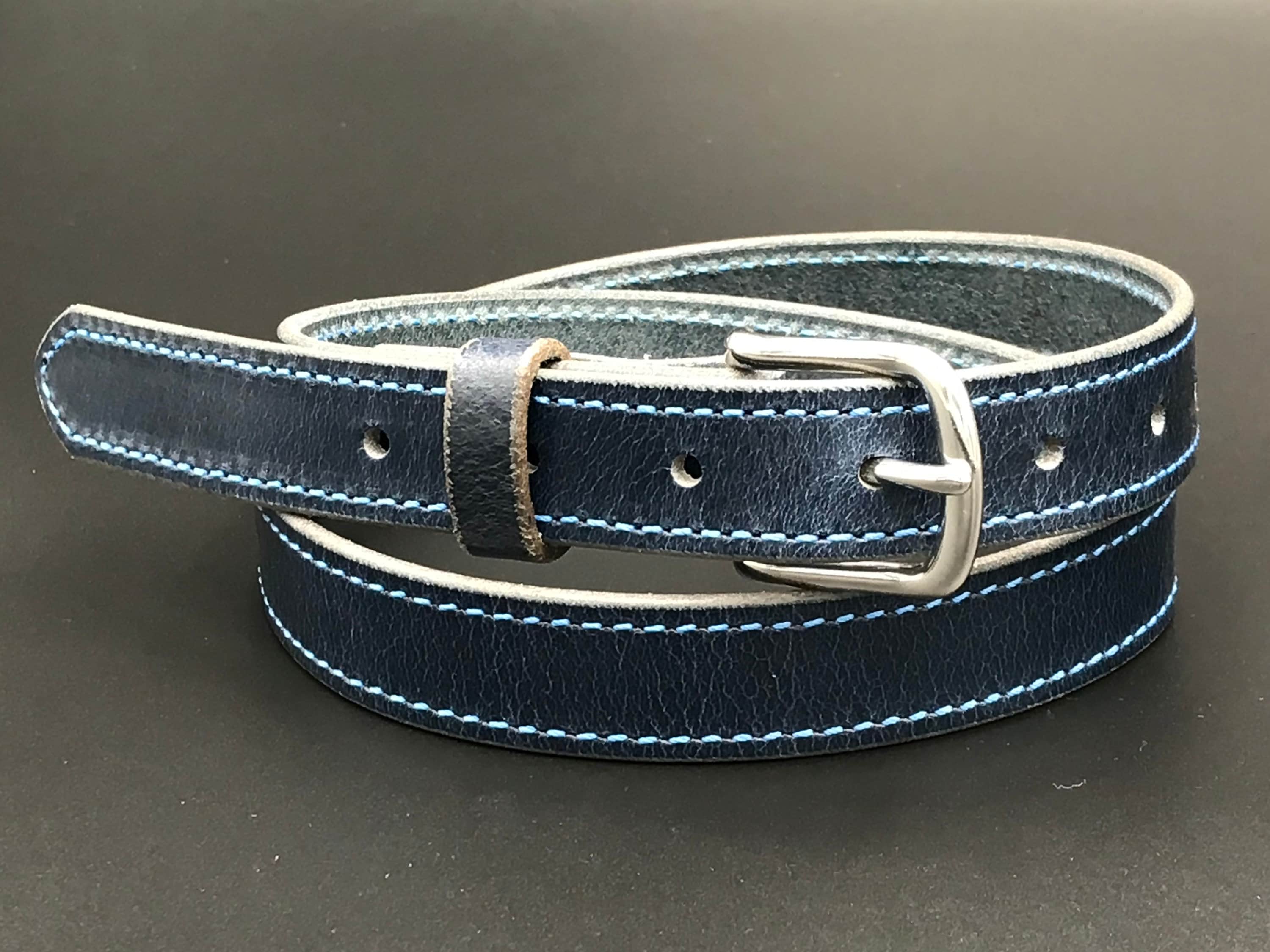 1" Leather Dress Belt: Amish Handmade Stitched Western Strap