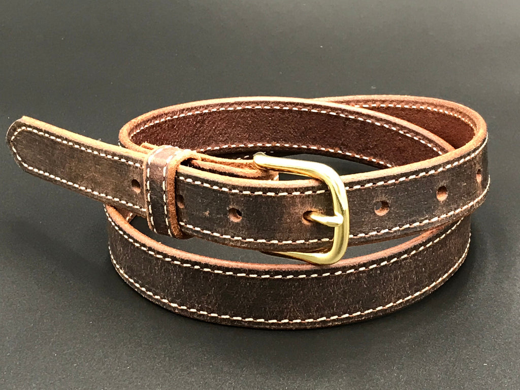 Hand-stitched leather belt