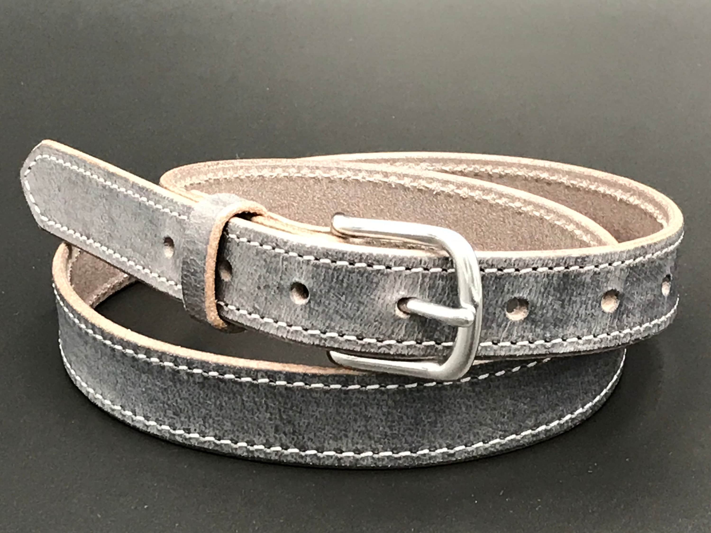 Hand-stitched leather belt