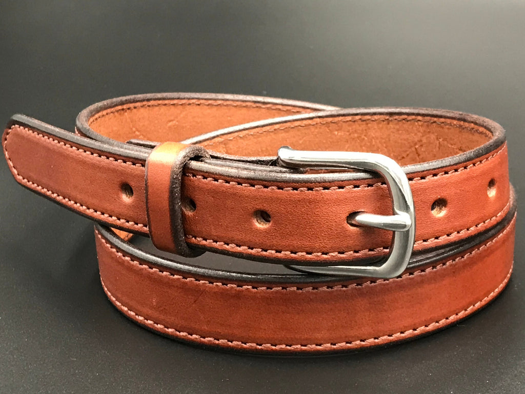 Hand-stitched leather belt