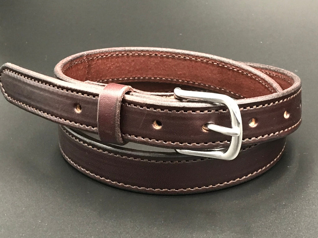 Hand-stitched leather belt