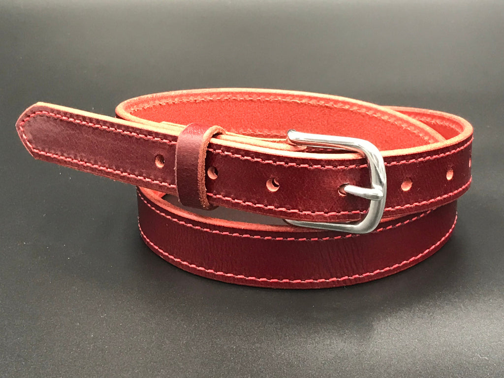 Hand-stitched leather belt
