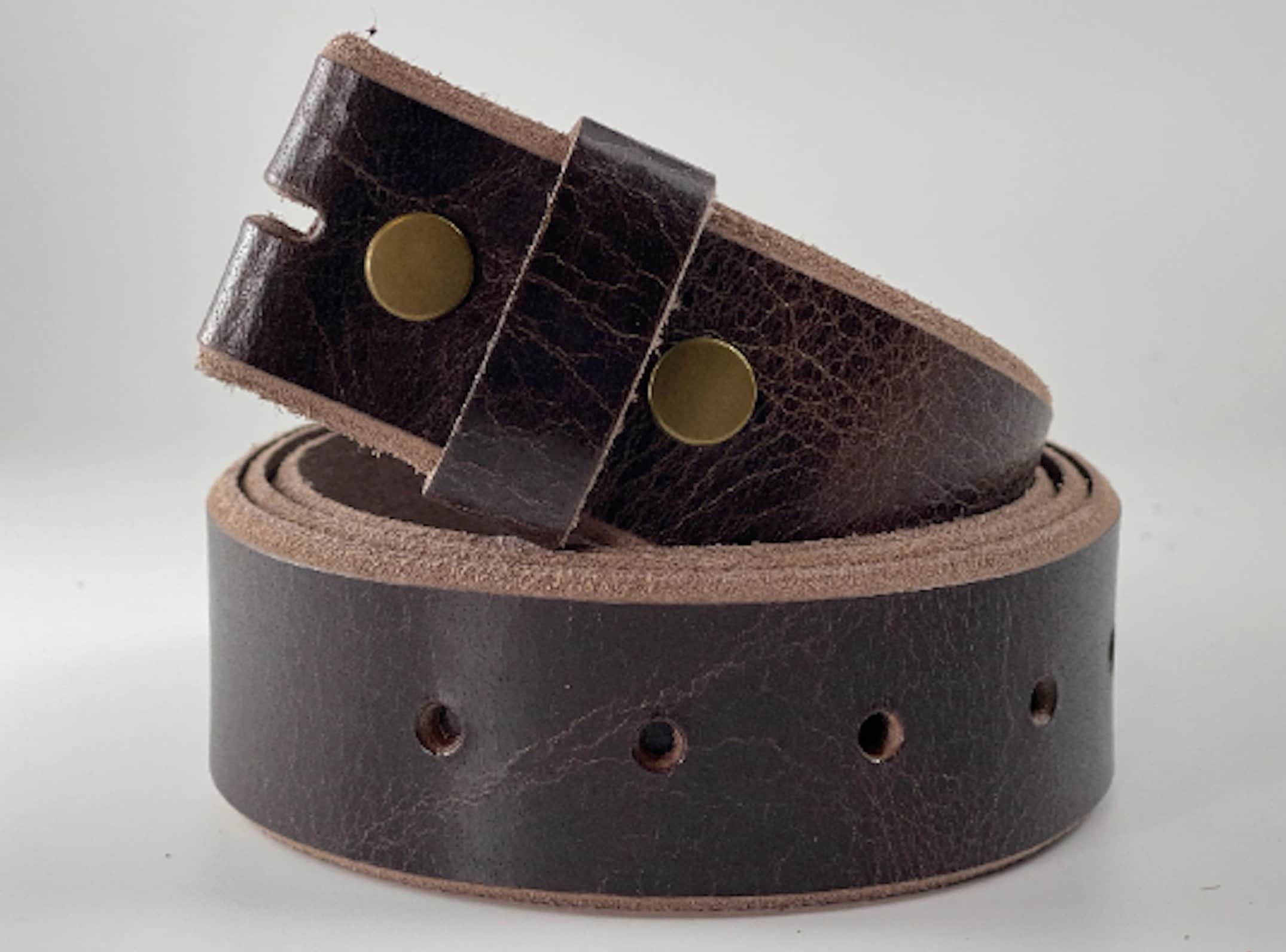 Leather Belt Without Buckle 1 1\2 Belt For Your Buckle | Brown Leather No Buckle Belt | Buffalo Leather Belt For Men | Snap On Leather Belt