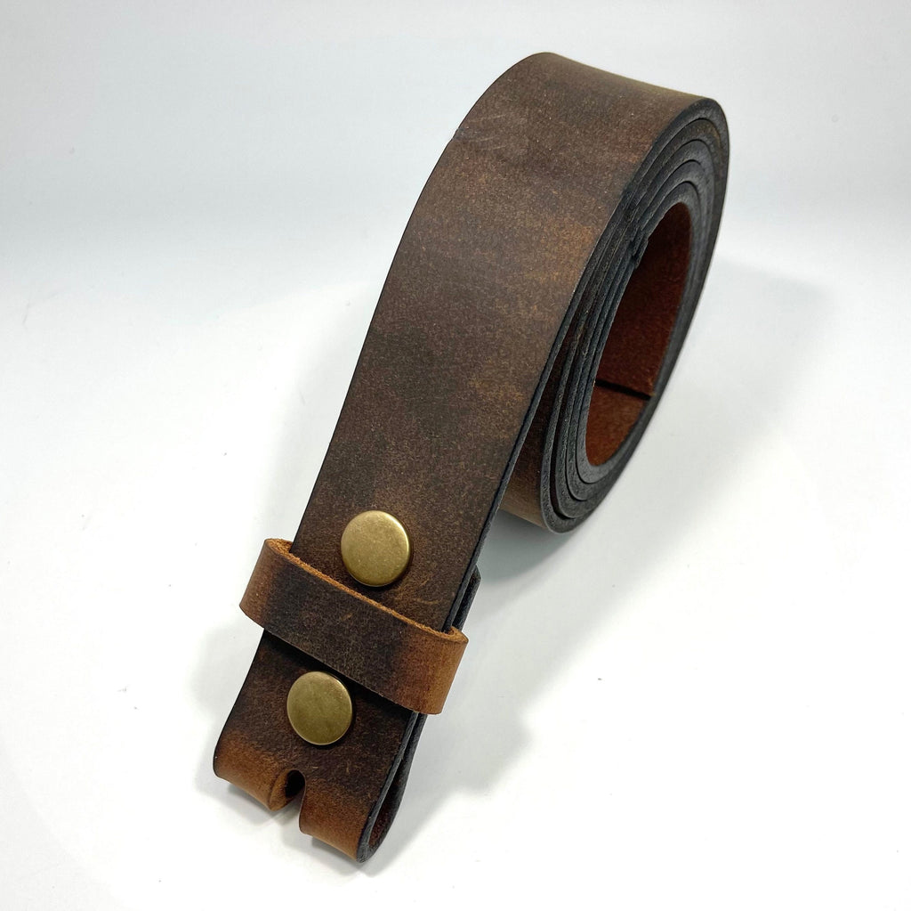 Leather Belt Without Buckle 1 1\2 Belt For Your Buckle | Brown Leather No Buckle Belt | Buffalo Leather Belt For Men | Snap On Leather Belt