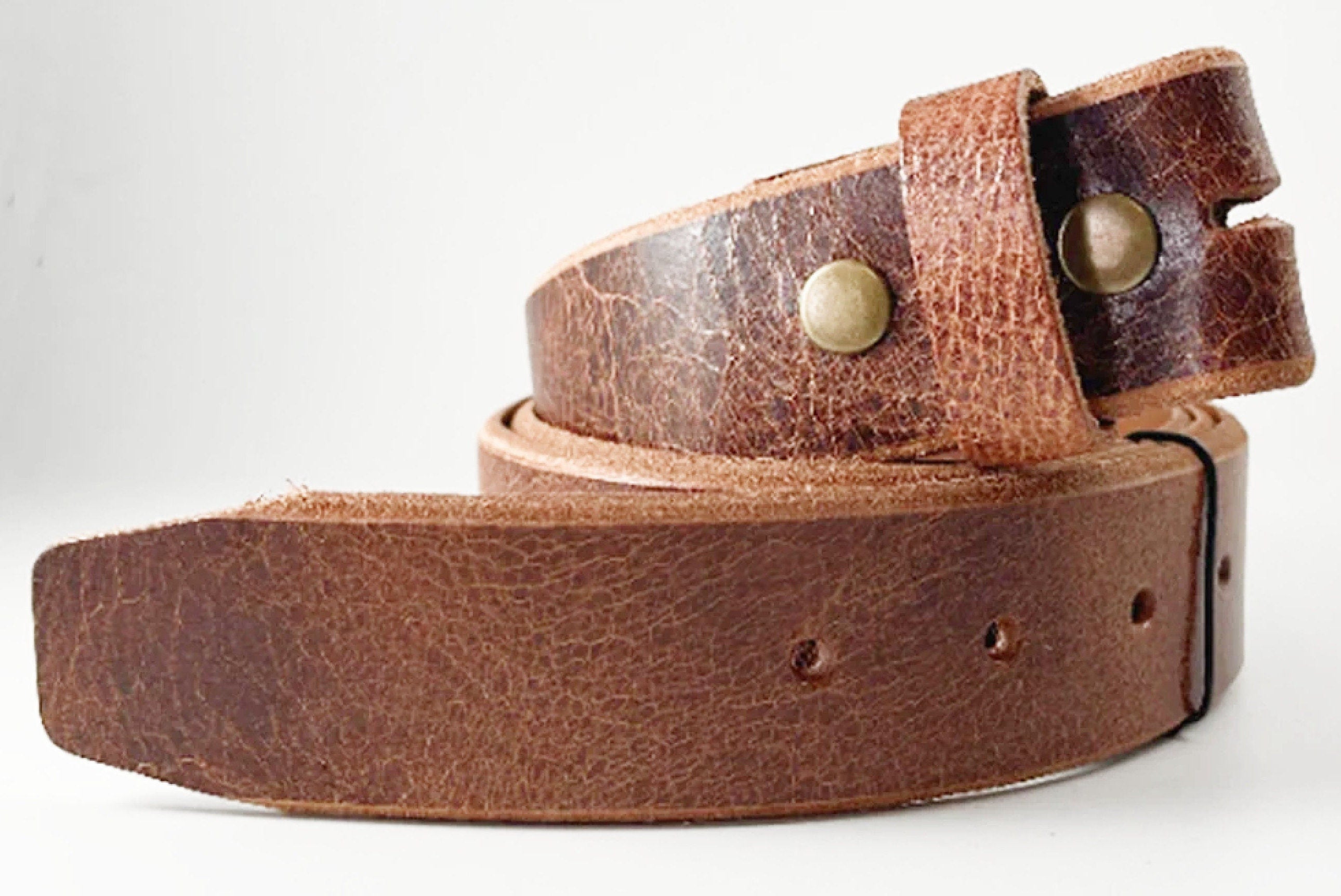 Leather Belt Without Buckle 1 1\2 Belt For Your Buckle | Brown Leather No Buckle Belt | Buffalo Leather Belt For Men | Snap On Leather Belt