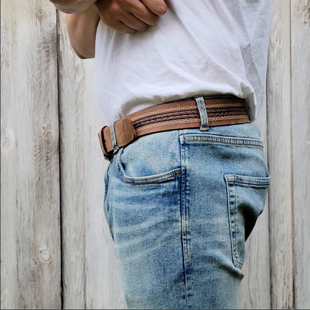 Mens Leather Belt, Handmade Full Grain Leather Belt, Patterned Leather Belt, Gift For Him, Gift For Dad, Gift For Boyfriend