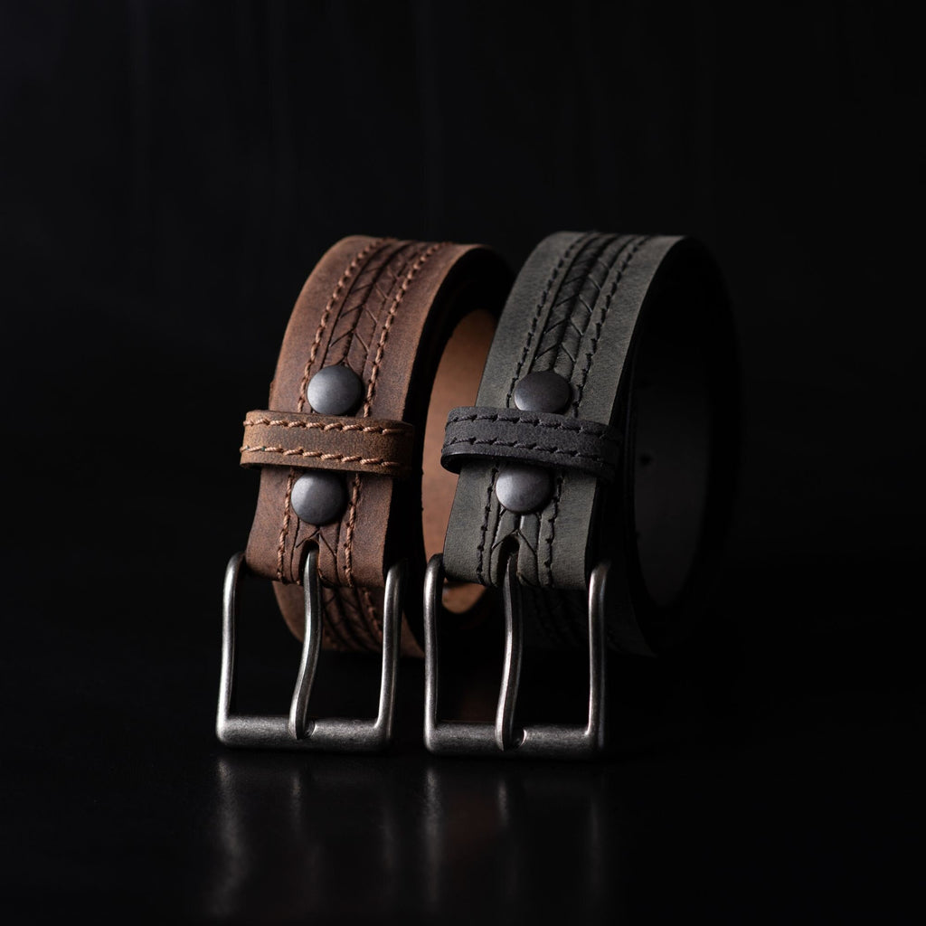 Mens Leather Belt, Handmade Full Grain Leather Belt, Patterned Leather Belt Made In Canada, Gift For Him, Gift For Dad, Gift For Boyfriend