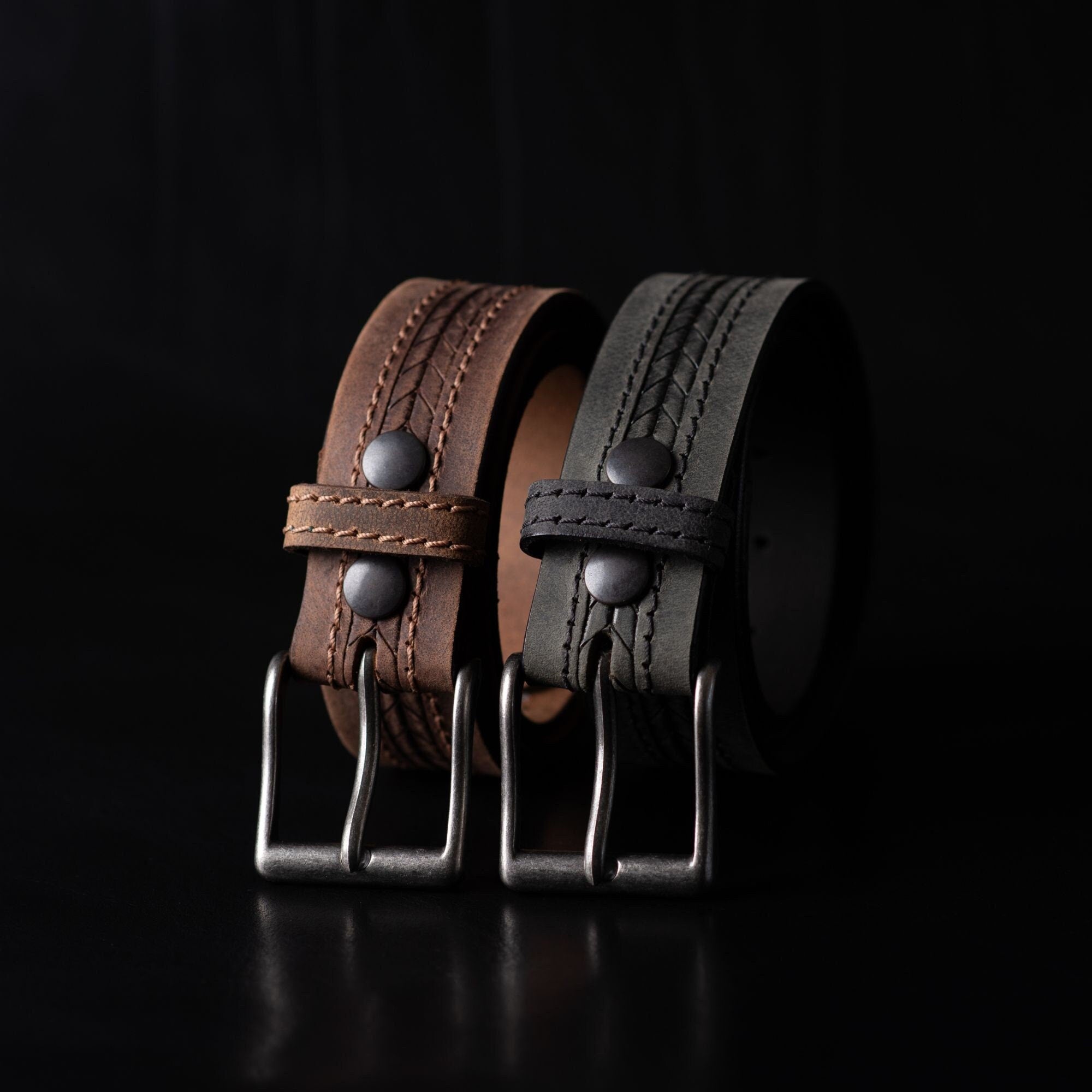 Mens Leather Belt, Handmade Full Grain Leather Belt, Patterned Leather Belt Made In Canada, Gift For Him, Gift For Dad, Gift For Boyfriend