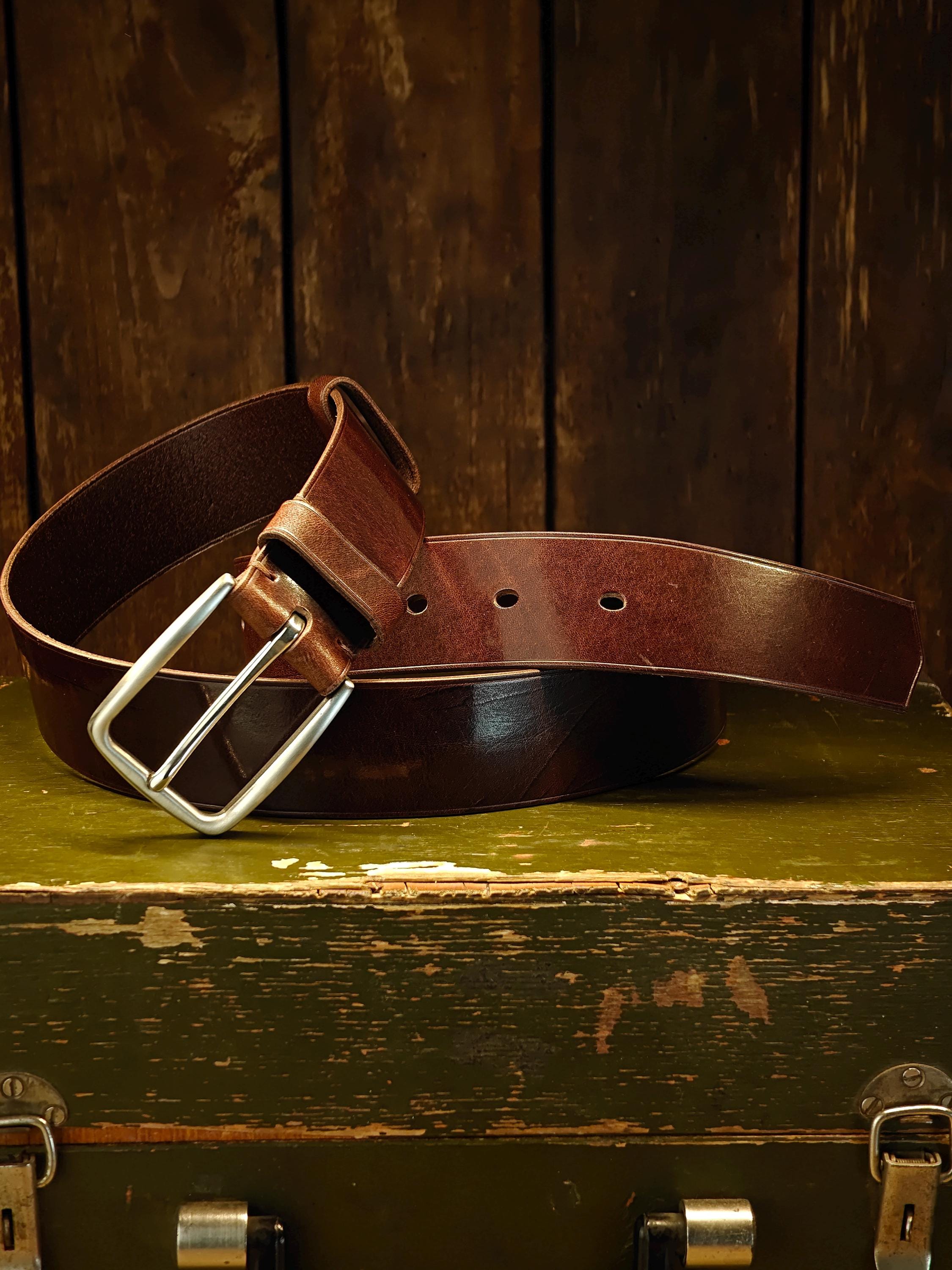Handcrafted Men's Full Grain Leather Belt. Slim Leather Belt 1.5". Made In Ukraine.