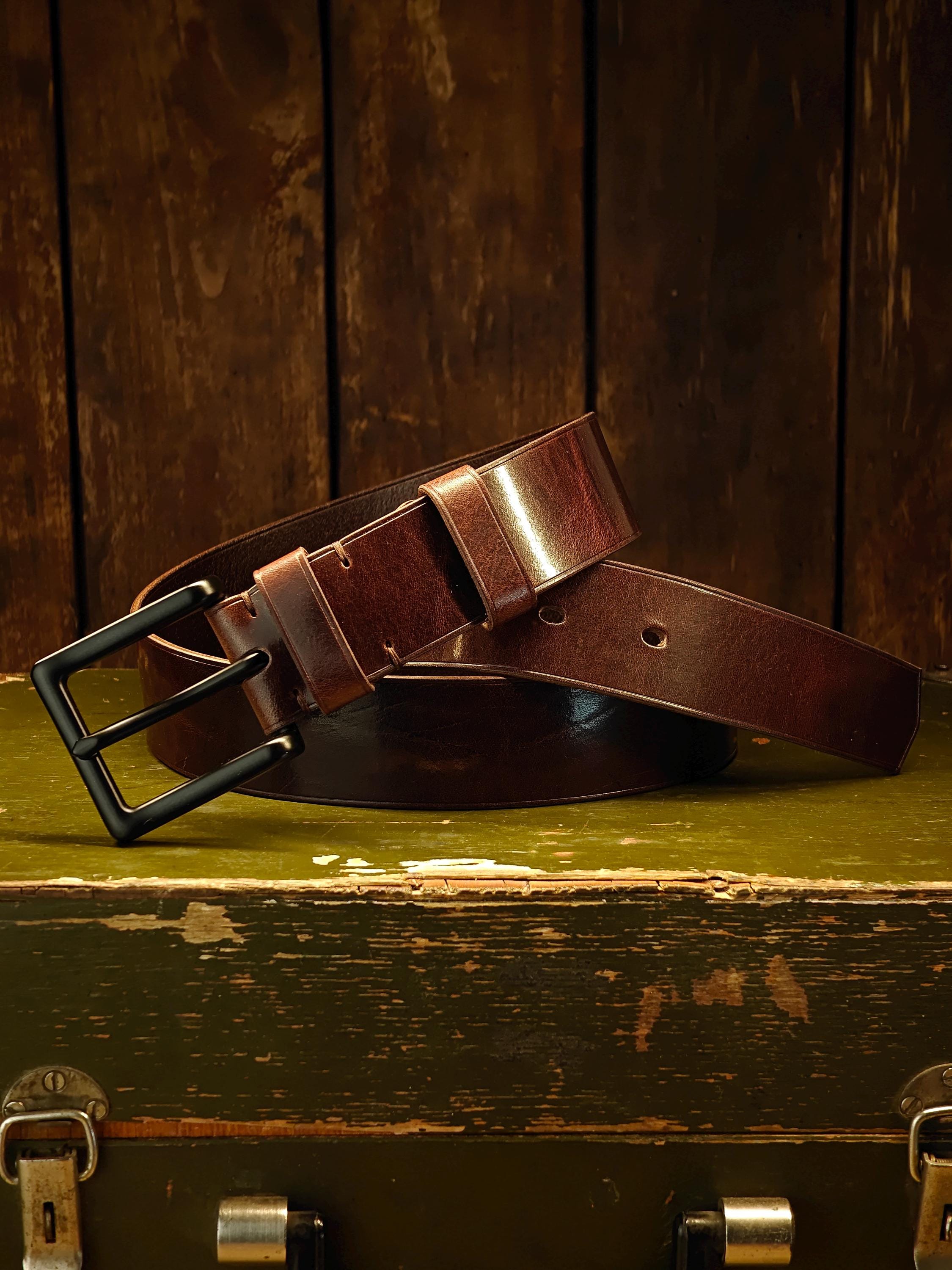 Handcrafted Men's Full Grain Leather Belt. Slim Leather Belt 1.5". Made In Ukraine.