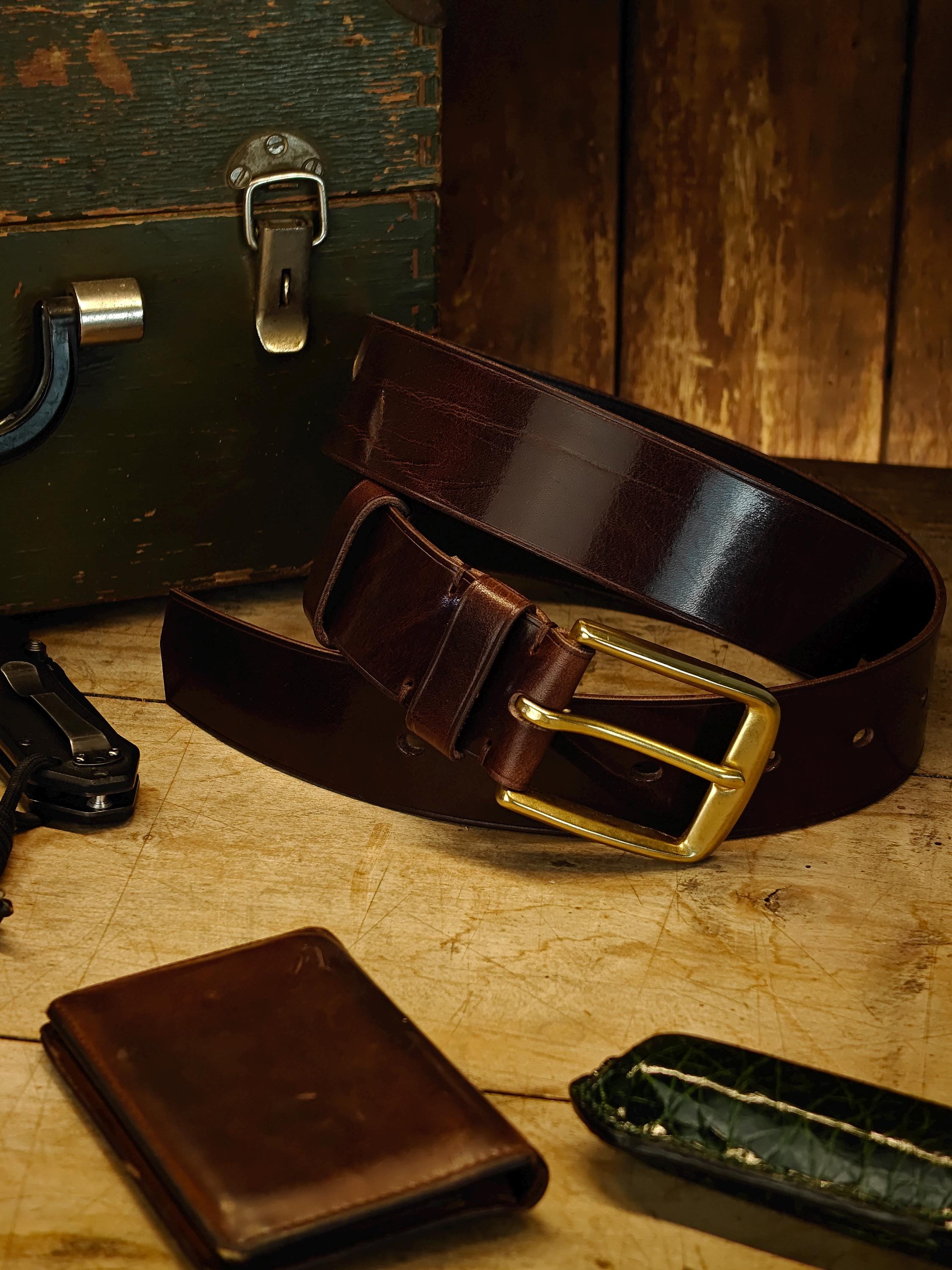 Handcrafted Men's Full Grain Leather Belt. Slim Leather Belt 1.5". Made In Ukraine.