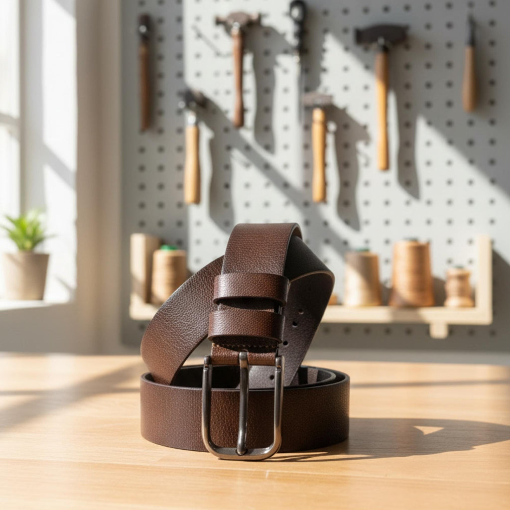 Handmade Buffalo Leather Belt For Men – Genuine Leather Belt In Tan, Brown & Black | Personalized Gift For Him, Durable Everyday Belt