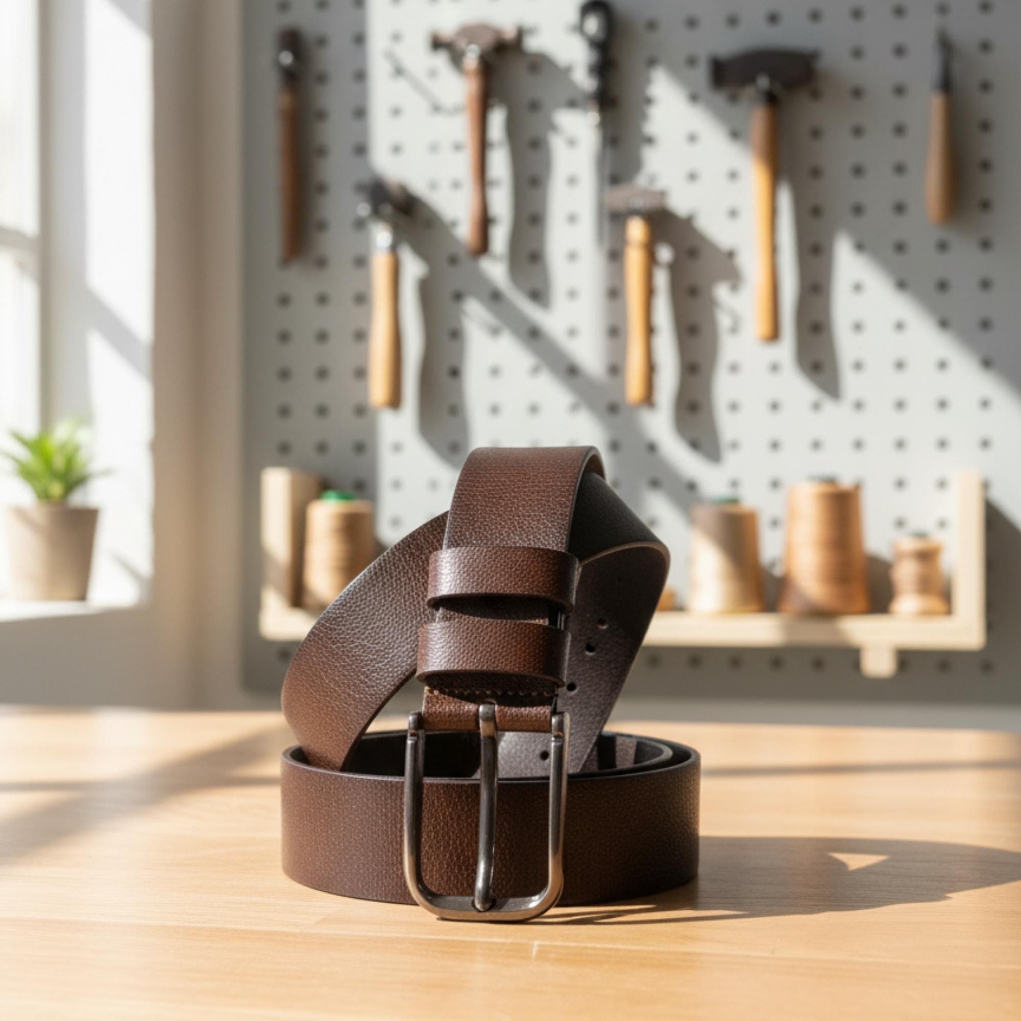 Handmade Buffalo Leather Belt For Men – Genuine Leather Belt In Tan, Brown & Black | Personalized Gift For Him, Durable Everyday Belt