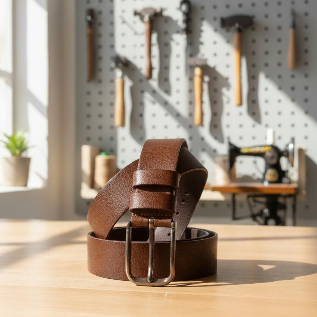 Handmade Buffalo Leather Belt For Men – Genuine Leather Belt In Tan, Brown & Black | Personalized Gift For Him, Durable Everyday Belt