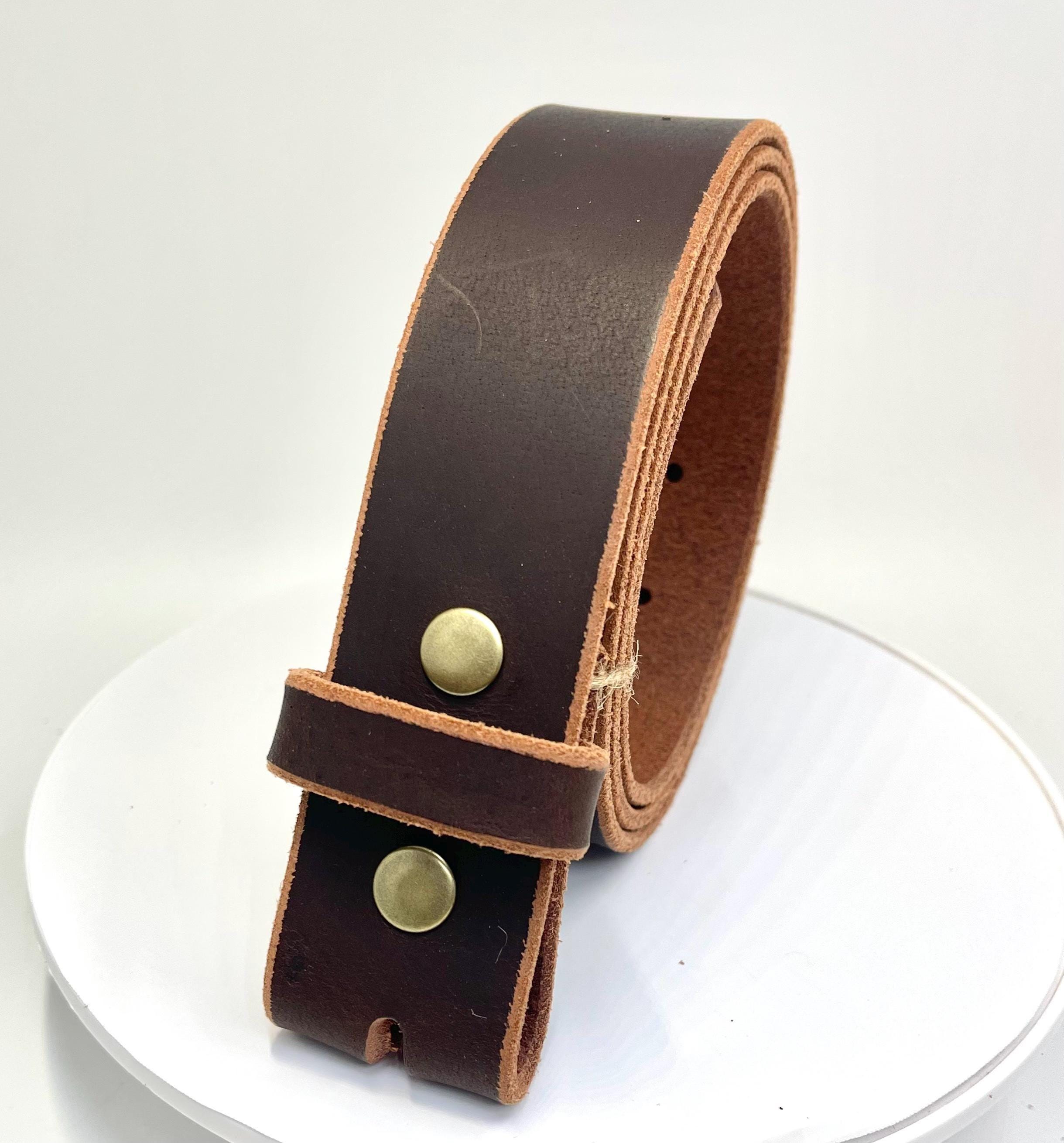 Leather Belt Without Buckle 1 1\2 Belt For Your Buckle | Brown Leather No Buckle Belt | Buffalo Leather Belt For Men | Snap On Leather Belt