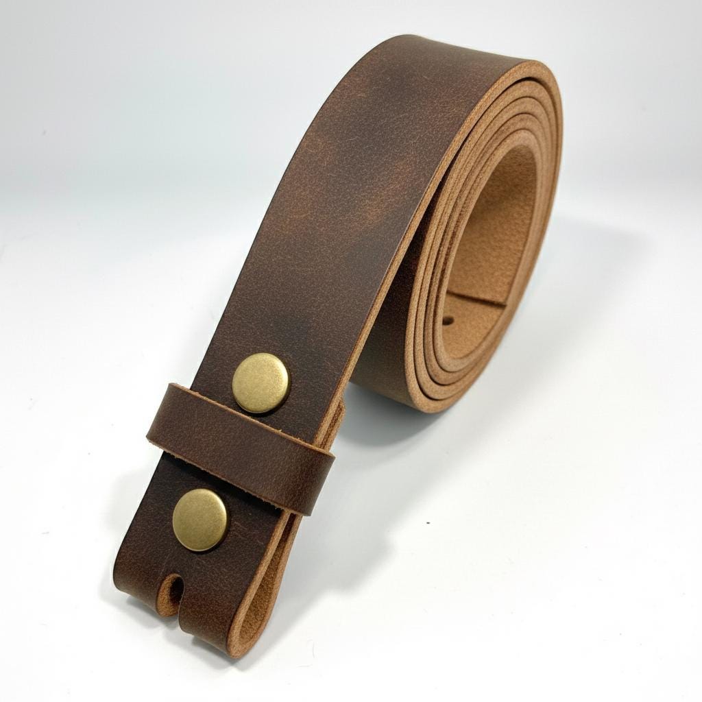 Leather Belt Without Buckle 1 1\2 Belt For Your Buckle | Brown Leather No Buckle Belt | Buffalo Leather Belt For Men | Snap On Leather Belt