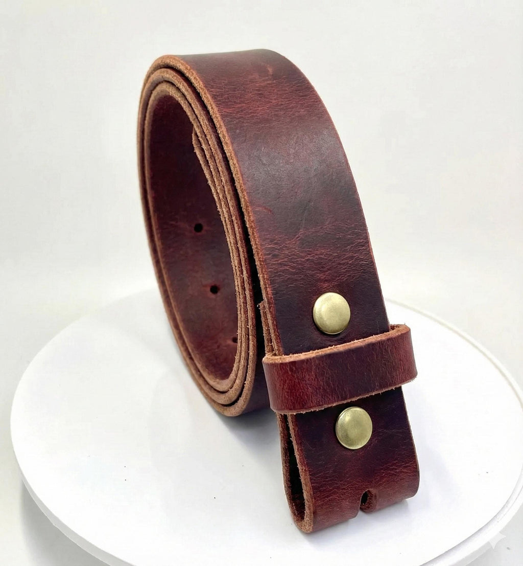 Leather Belt Without Buckle 1 1\2 Belt For Your Buckle | Brown Leather No Buckle Belt | Buffalo Leather Belt For Men | Snap On Leather Belt