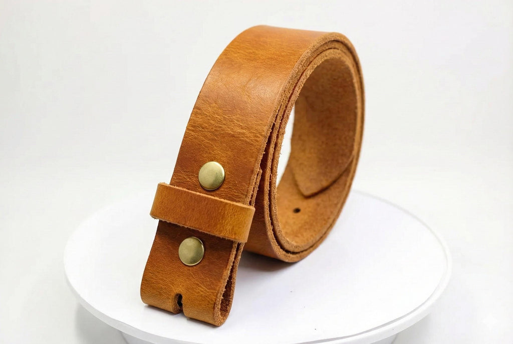 Leather Belt Without Buckle 1 1\2 Belt For Your Buckle | Brown Leather No Buckle Belt | Buffalo Leather Belt For Men | Snap On Leather Belt