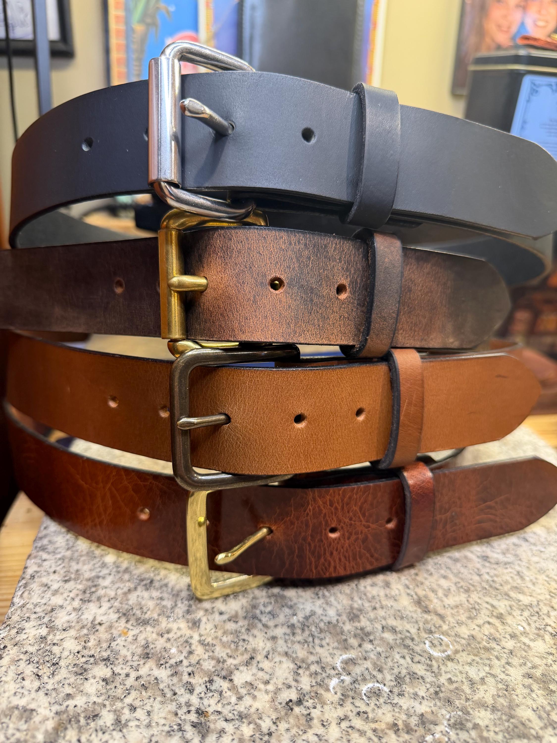 Handmade Leather Belt For Men, 1.5” Full Grain, Changeable Buckle.