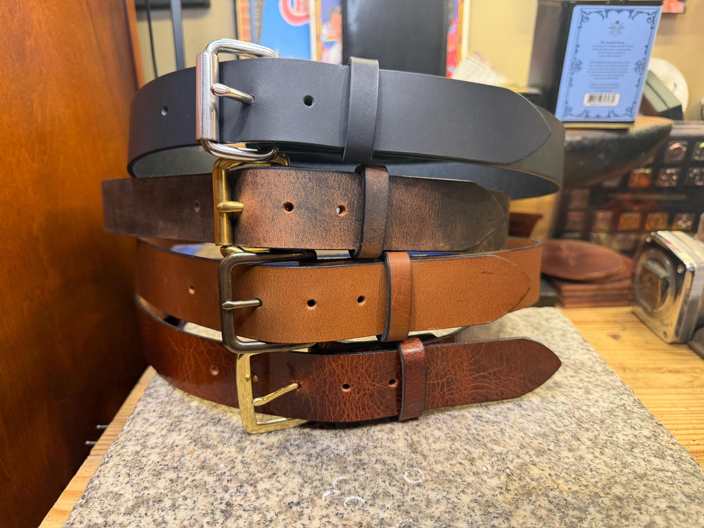 Handmade Leather Belt For Men, 1.5” Full Grain, Changeable Buckle.