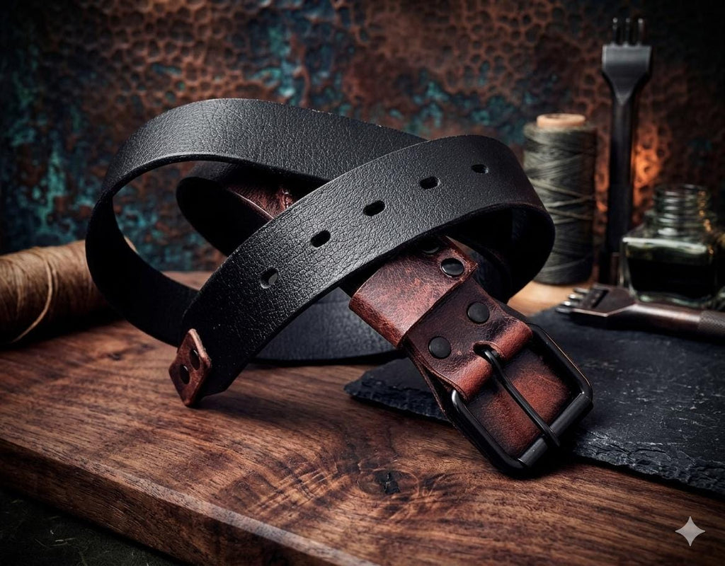 Handmade Vintage Leather Belt – Full Grain Leather Belt For Men & Women, Rustic Handmade Belt, Durable Everyday Work Belt, Unique Gift
