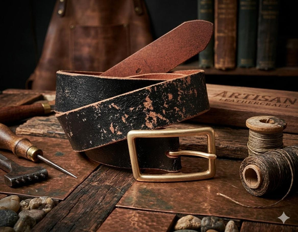 Handmade Vintage Leather Belt – Full Grain Leather Belt For Men & Women, Rustic Handmade Belt, Durable Everyday Work Belt, Unique Gift