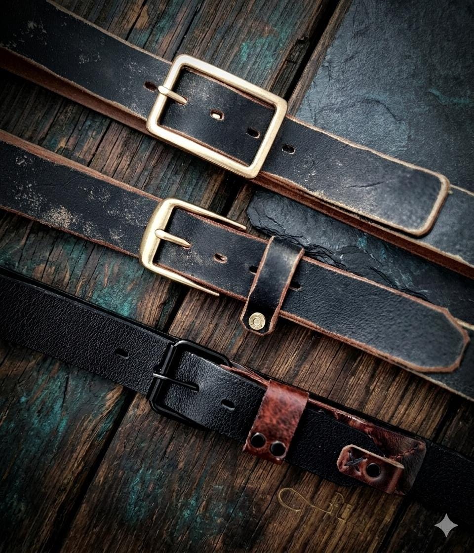 Handmade Vintage Leather Belt – Full Grain Leather Belt For Men & Women, Rustic Handmade Belt, Durable Everyday Work Belt, Unique Gift