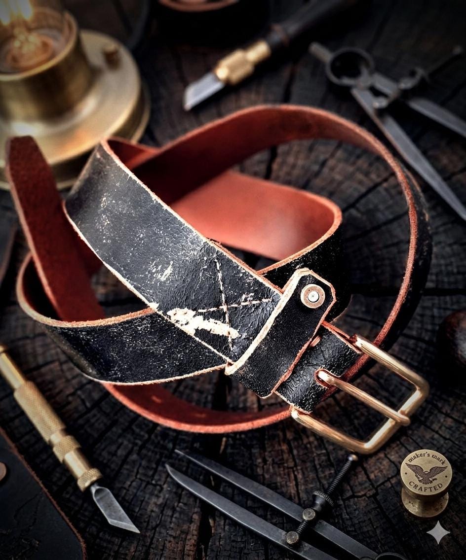 Handmade Vintage Leather Belt – Full Grain Leather Belt For Men & Women, Rustic Handmade Belt, Durable Everyday Work Belt, Unique Gift