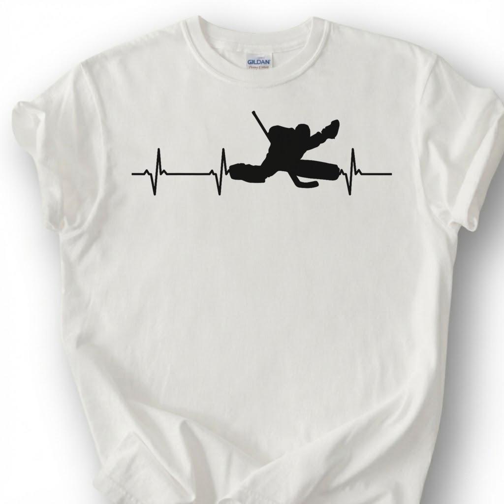 Hockey Goalie Heartbeat Shirt, Ice Hockey Goalkeeper T-Shirt, Hockey Is My Heart Tee, Goalie Save Silhouette, Hockey Goaltender Gift
