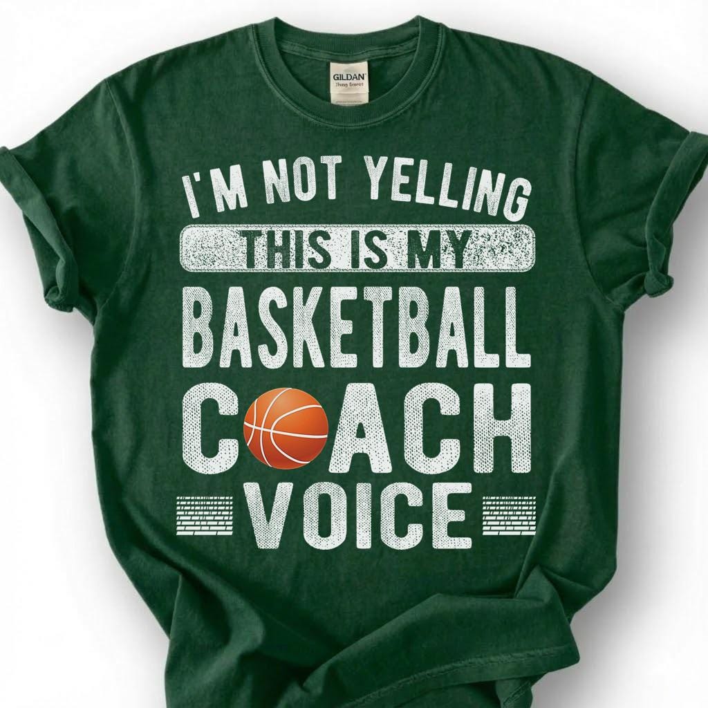 Not Yelling This Is My Basketball Coach Voice Shirt, Funny Basketball Coach T-Shirt, Basketball Coaching Tee, Coach Gift, Loud Coach