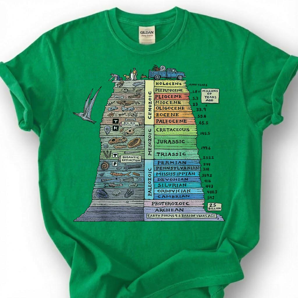 Geologic Time Scale Shirt, Earth History Eras Fossil Layer Tee, Geology Student T-Shirt, Paleontology Science Gift For Him Her, STEM Lover