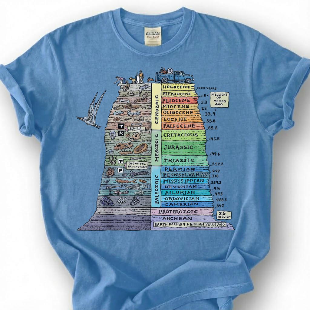 Geologic Time Scale Shirt, Earth History Eras Fossil Layer Tee, Geology Student T-Shirt, Paleontology Science Gift For Him Her, STEM Lover