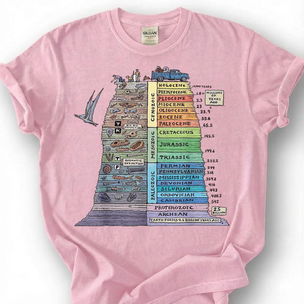 Geologic Time Scale Shirt, Earth History Eras Fossil Layer Tee, Geology Student T-Shirt, Paleontology Science Gift For Him Her, STEM Lover