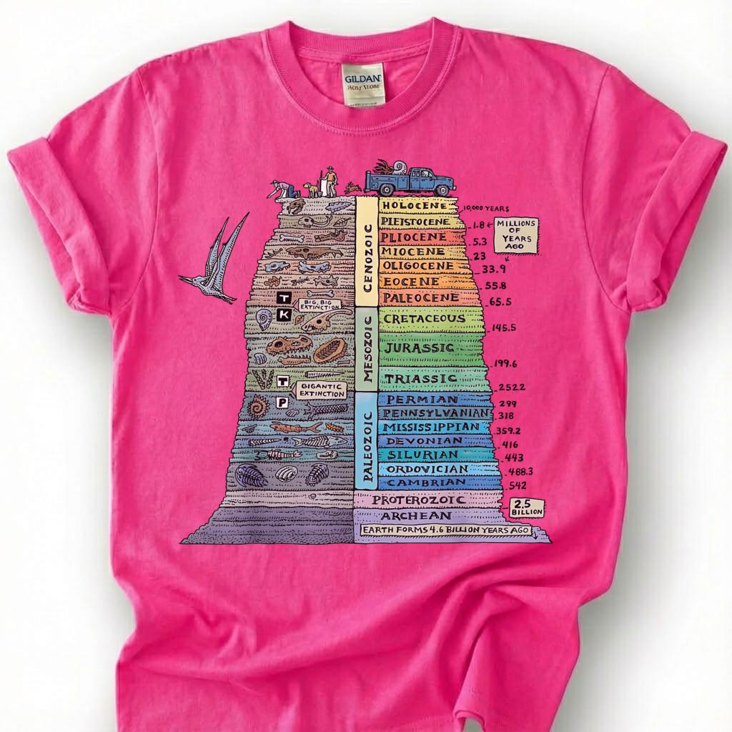 Geologic Time Scale Shirt, Earth History Eras Fossil Layer Tee, Geology Student T-Shirt, Paleontology Science Gift For Him Her, STEM Lover