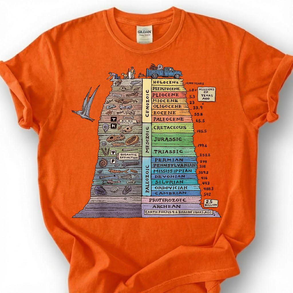 Geologic Time Scale Shirt, Earth History Eras Fossil Layer Tee, Geology Student T-Shirt, Paleontology Science Gift For Him Her, STEM Lover