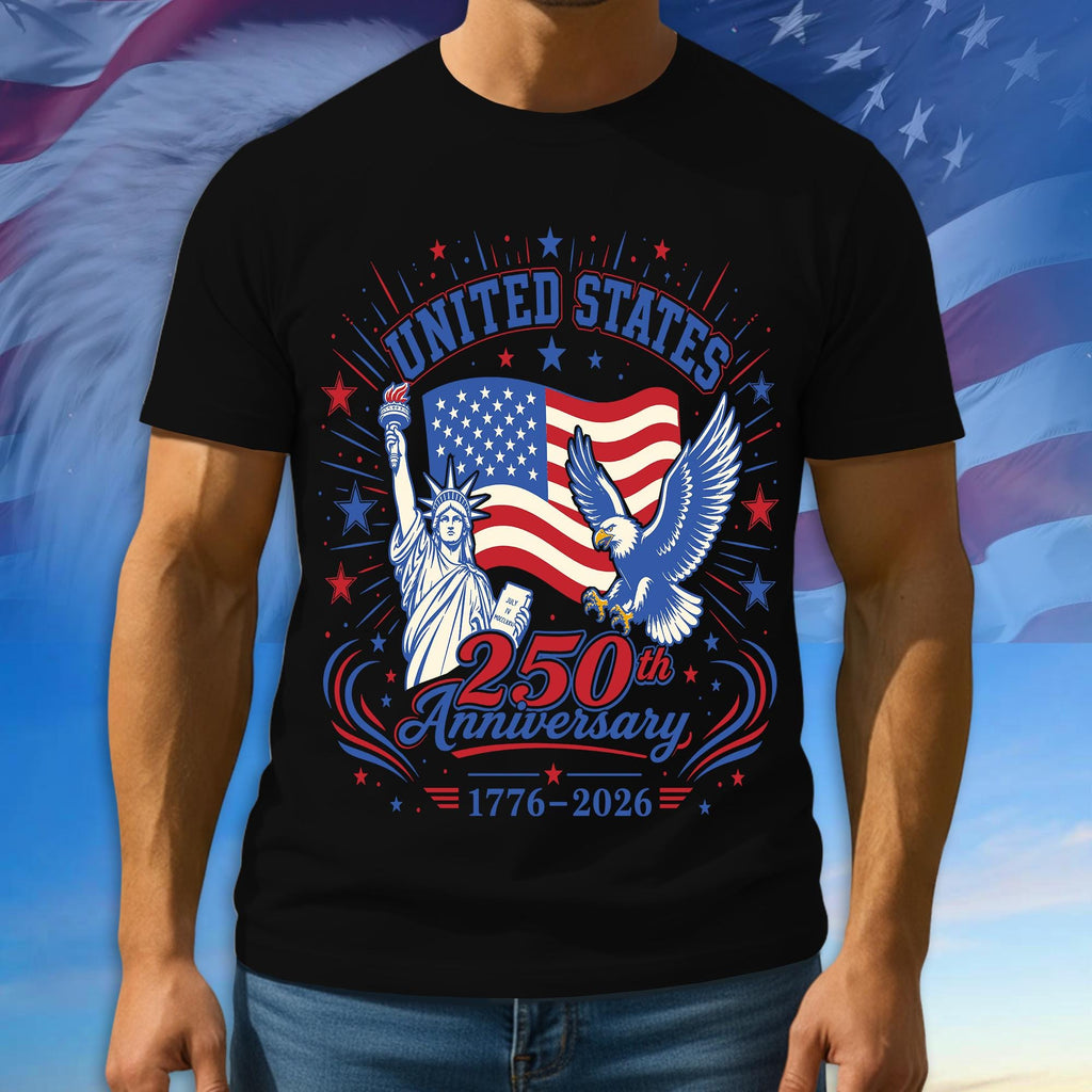 250th Anniversary USA Shirt, American Flag Patriotic Tee, 100% Cotton Multicolor Tshirt For Independence Day, Gift For Patriots