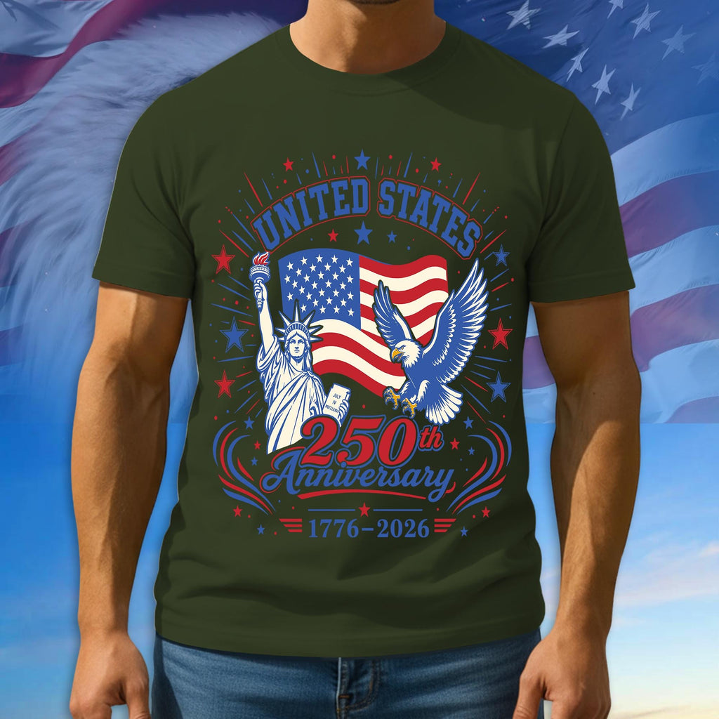 250th Anniversary USA Shirt, American Flag Patriotic Tee, 100% Cotton Multicolor Tshirt For Independence Day, Gift For Patriots